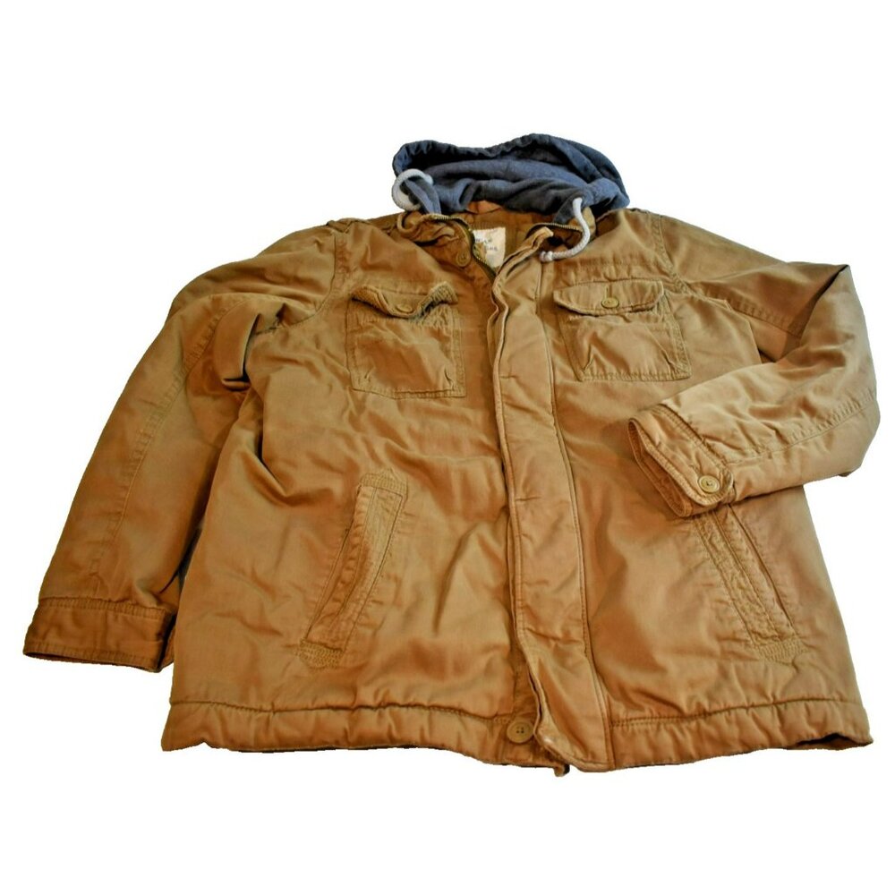 American Eagle Outfitters No 77 XLT Hooded Heavy Jacket Brown/ Gray Cotton